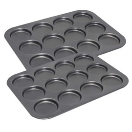 EXULTIMATE Muffin Top Whoopie Pie Pan Baking Tray, 12 Cavity 11" x 13", Pack of 2, Black