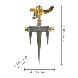 BH Adjustable Brass Impact Sprinkler 0-360, 2 Pack 1/2 Inch – 43FT Spray Distance, Heavy-Duty Aluminum Spike Base & Brass Connections for Lawn, Yard, Garden (Includes Teflon Tape & Washers)