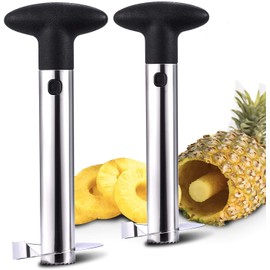 Rngeo 2 Pack Stainless Steel Pineapple Corer Cutter Slicer Peeler Core Remover Dicer Sharp Blades for Diced Fruit Rings