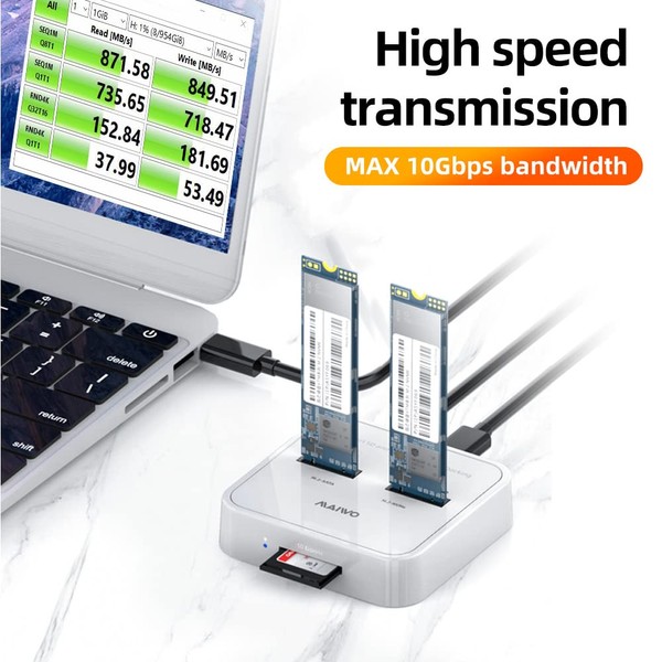 MAIWO Dual Bay M.2 NVMe SATA SSD Docking Station with