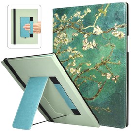 Caweet Stand Case for Remarkable Paper Pro 11.8 Inch 2024, Hard Back Shell Protective Auto Sleep/Wake Book Folio Cover with Pen Holder and Hand Strap, Almond Blossom