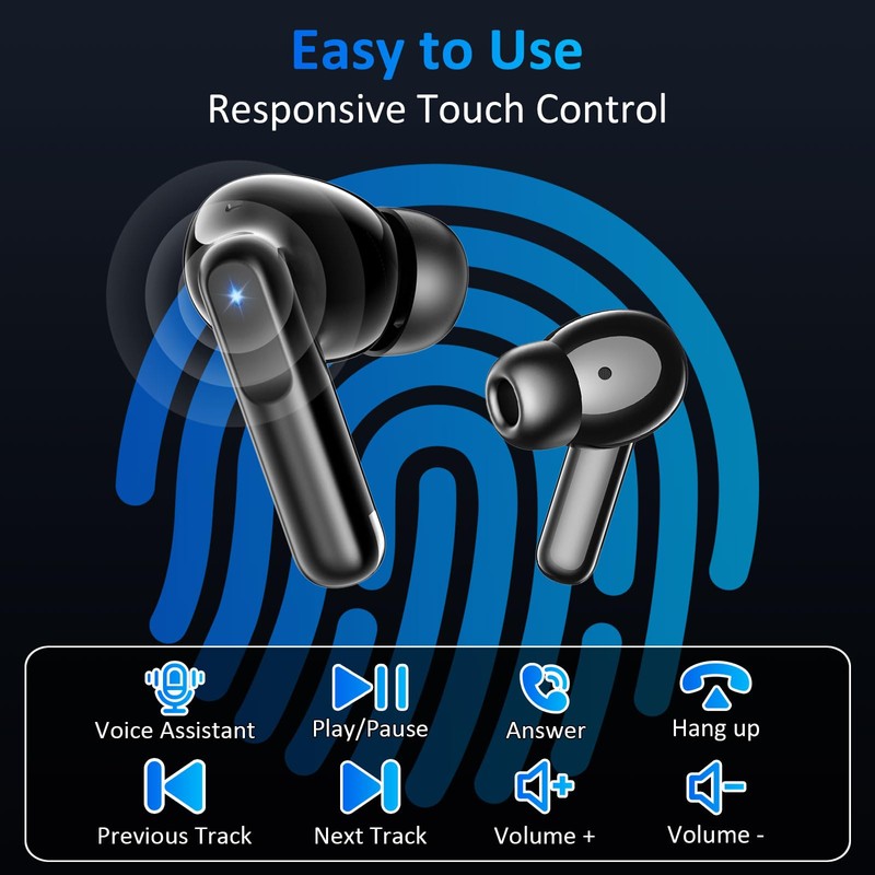Wireless Earbuds Bluetooth 5.4, 6 Mic ENC Noise Cancelling Clear