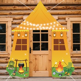 Camping Party Decorations Porch Banners Backdrop for Summer Camp Welcome Camping Party Door Banner Campfire Adventure Door Cover Camper Theme Birthday Baby Shower Photo Booth Props Supplies