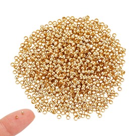 UNICRAFTALE About 1000Pcs Round Crimp Beads 18K Gold Plated Rondelle Spacer Beads Tiny Crimps Beads Brass Beads Metal Beads Findings for DIY Bracelet Necklace Jewelry Making Hole 1.2mm