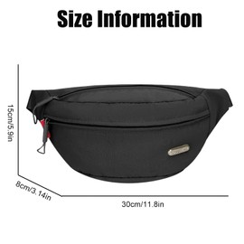 Black Bum Bag, Lightweight Waist Bag for Travel, Sports, and Outdoor Activities, Adjustable Belt Bag for Men and Women, Durable Polyester Fanny Pack for Daily Commuting