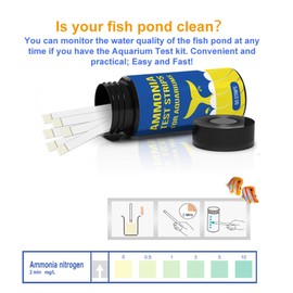 KONLREMA Ammonia Test Strips for Fish Tank - 50 Aquarium Test Kit, Saltwater & Freshwater Aquarium Test Kit, Accurate Aquarium Water Test Kit for Fish Tank, Breeding Farms, Aquarium