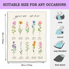 Aleture Christian Gifts for Women, Christian Blanket with Flowers & Bible Verse, Birthday, Inspirational, Religious Gifts for Mom, Sister, Friend, Daughter, Soft Throw Blankets 50'' x 60''
