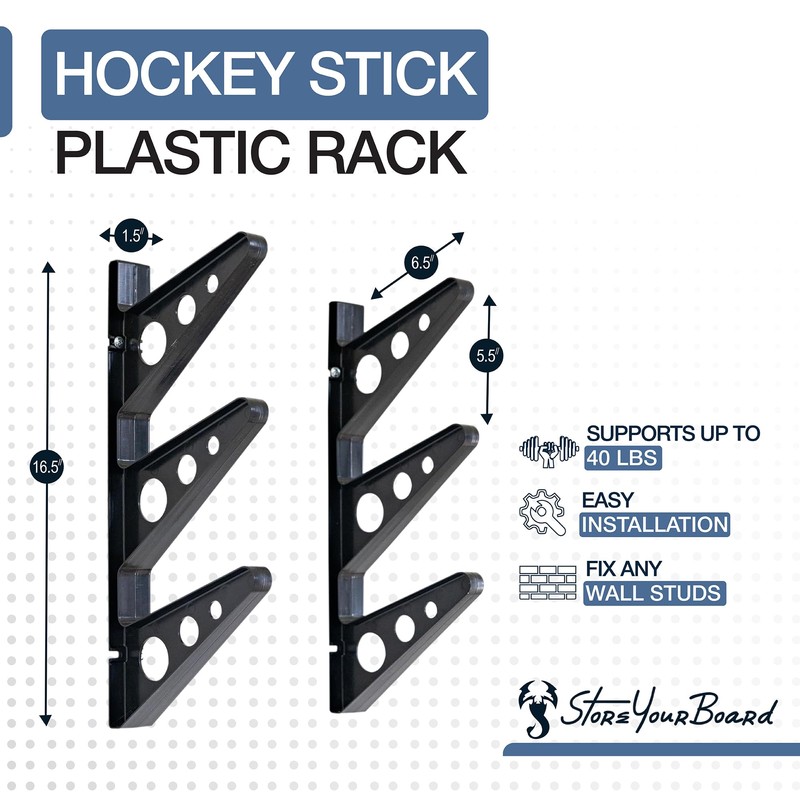 StoreYourBoard Hockey Stick Rack, Wall Mount Garage Storage for Sports