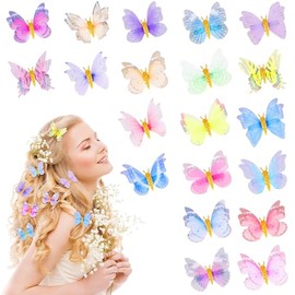 Kiiwah Pack of 20 Butterfly Hair Clips, Women Girls Kids Glitter 3D Butterfly Hair Clips Set for Bridal Wedding Accessory