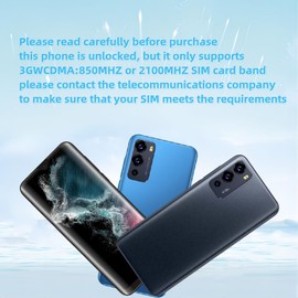 JoskaA Cell Phone，S21+Urtra，Android Smartphone ，Internal Battery，1G RAM 16G ROM，Only Supports Dual SIM Card Frequency Band of 3GWCDMA ：850/1700/2100MHZ，6.52 inch Screen（2black）