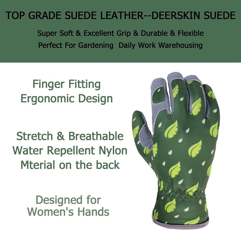 SKYDEER Womens Gardening Gloves with Super Soft Deerskin Leather Suede
