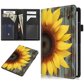 RYUITHDJP Server Books, Enlarged 9x5 Inches Server Book for Waitress, Waitress Books with Zipper Pocket Sunflower Design Serving Book Organizer Restaurant Guest Check Presenter