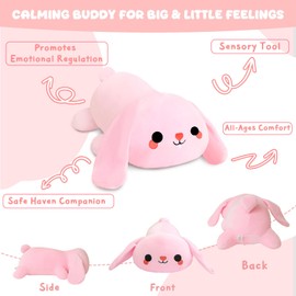 SQEQE Weighted Bunny Stuffed Animals, Weighted Bunny Plush, Cute Rabbit Plushies Toy Gift for Kids Adults (23.6 Inch, 3.1 Lbs)