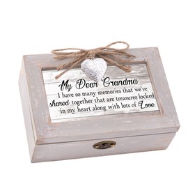 Grandma Together Treasures Natural Taupe Wood Locket Petite Music Box Plays Edelweiss