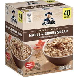 Quakers Instant Oatmeal, Maple Brown Sugar Flavor, 1.51 oz Packets, 40 Count