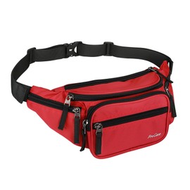 ProCase Cangurera Riñonera Unisexo, Bolsa Deportiva de Cintura al Aire Libre con Cinturón Regulable y Hebilla Rápida para Viaje Senderismo Correr Entrenamiento (Rojo)