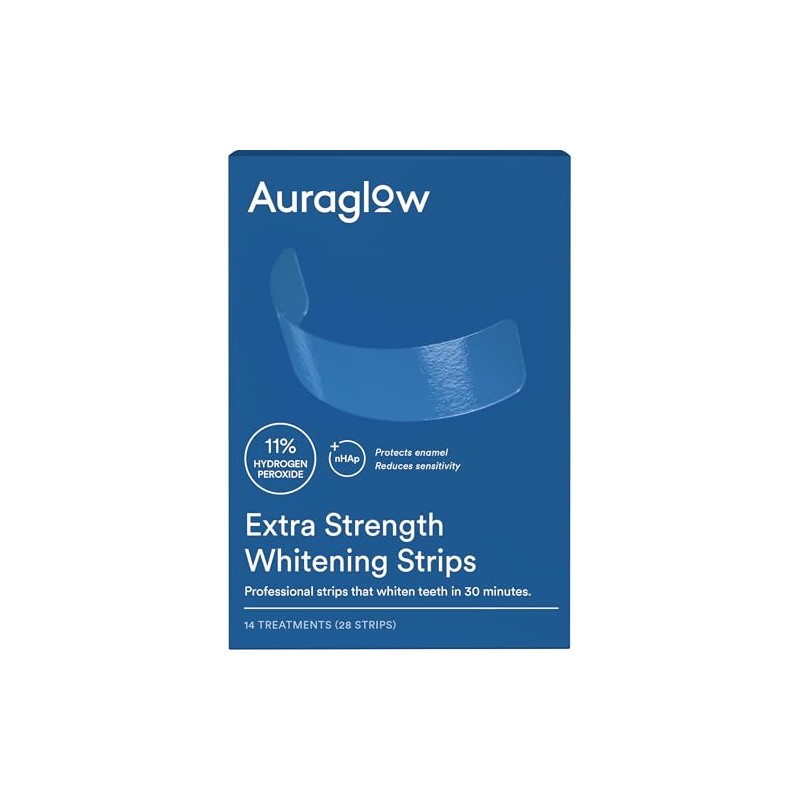 Auraglow Extra Strength Teeth Whitening Strips, Strong Whitening Strips, 14