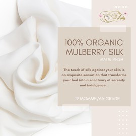 The Silk Lady Pillowcase 100% Organic Pure Mulberry Silk, Luxury Grade A, Ivory White, Matte Finish - Support Hair Care, Skin Health, Anti-Aging (One Queen Size 20" X 30")