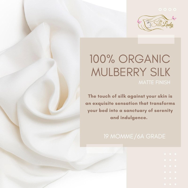 The Silk Lady Pillowcase 100% Organic Pure Mulberry Silk, Luxury