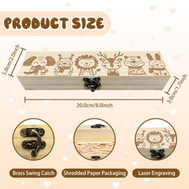 CHGCRAFT Bohemia Pregnancy Test Keepsake Box Cartoon Forest Animals Wooden Pregnancy Announcement Gifts Box with Raffia Ribbon and Lock Announcement Gifts for Dad Husband, 8x2x1.2inch
