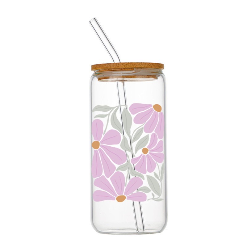 10pcs/Set Flowers UV DTF Transfer Cup Wrap for 16oz Glass