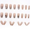 24 Pcs Rude Press on Nails Coffin Long Designs, Diamond