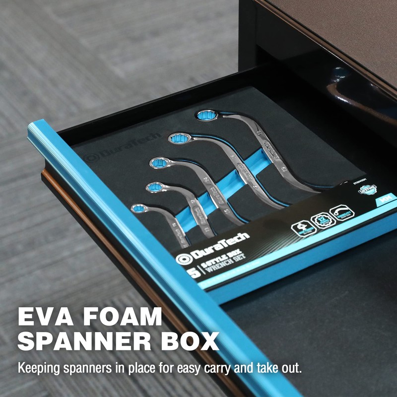 DURATECH Double Ring Spanner Set, S-Type Obstruction Spanner Double Box