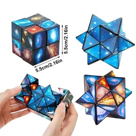 2 in 1 Starry Sky Magic Cube Planet Infinity Cube Transforming Cubes 3D Puzzle Cube, Infinity Cubes Toys for Kids Age 8-12 Birthday Presents for Girls Boys Autism Travel Magic Cube for Children