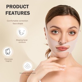 MASIKA Chin Strap for Sleeping，V-Line Mask,，V-Line Lifting Chinstrap，Jaw Exerciser, Reusable Face Strap.Jaw Strap,Jawline Shaper,Double chin strap，Chin lifting strap，Face lifting strap，Pink,M