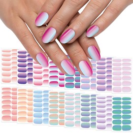 SILPECWEE 16 Sheets Mermaid Color Nail Wraps Self Adhesive Nail Polish Stickers Stick on Nail Polish Strips for Women Gel Nail Strips Fingernail Manicure Stickers with 1pc Nail File