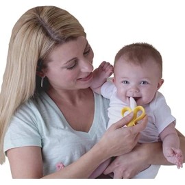 Nuby Yellow Silicone Toothbrush for Kids 2 Pack Soft Handle Massaging Design