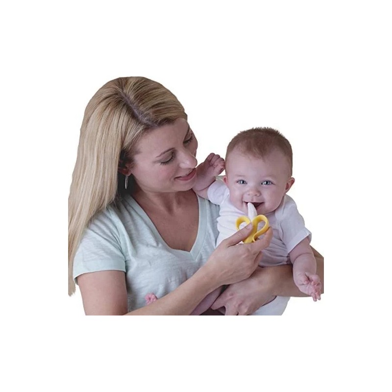 Nuby Yellow Silicone Toothbrush for Kids 2 Pack Soft Handle