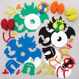 Baker Ross Dragon Pom Pom Kits - Pack of 3, Arts and Craft Kit, Crafts for Kids (FE247)