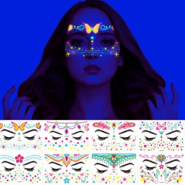 8 Sheets Face tatoos Glow in The Dark Face stickers and Luminous Stickers Tattoo for Party Makeup (F09-16)