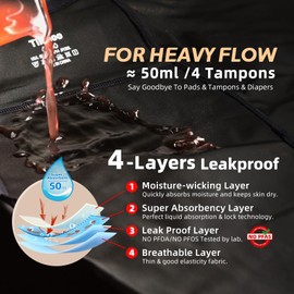 TIICHOO Period Underwear for Women Heavy Flow Extra High Waisted Period Panties Womens Leakproof Underwear 3 Pack(Medium, Beige/Rose Gold/Brown)