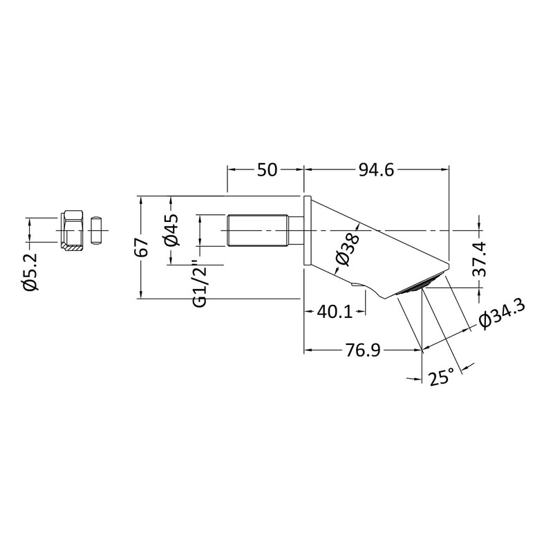 Nuie Valve A3557 Commercial ǀ Modern Bathroom Concealed Anti-Vandal Fixed