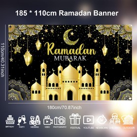 Ramadan Banner,Muslim Ramadan Decorations Kareem Backdrop,Ramadan Decorations for Home Sign Photo Booth Background Eid Al Fitr Mubarak/Kareem Party Supplies