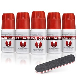 Sularpek Pack of 5 5 g Nail Glue, Nail Glue, Quick Drying, Extra Strong Super Glue for Artificial Nails, False Nail Glue for Stick or Repair Artificial Nails