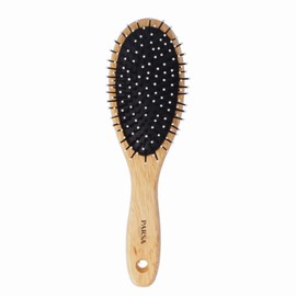 PARSA Beauty Eco Wooden Oval Large Hair Brush - Detangling Brush for All Hair Types & Lengths, Natural Wood Brush with Plastic Pins for Scalp Massage