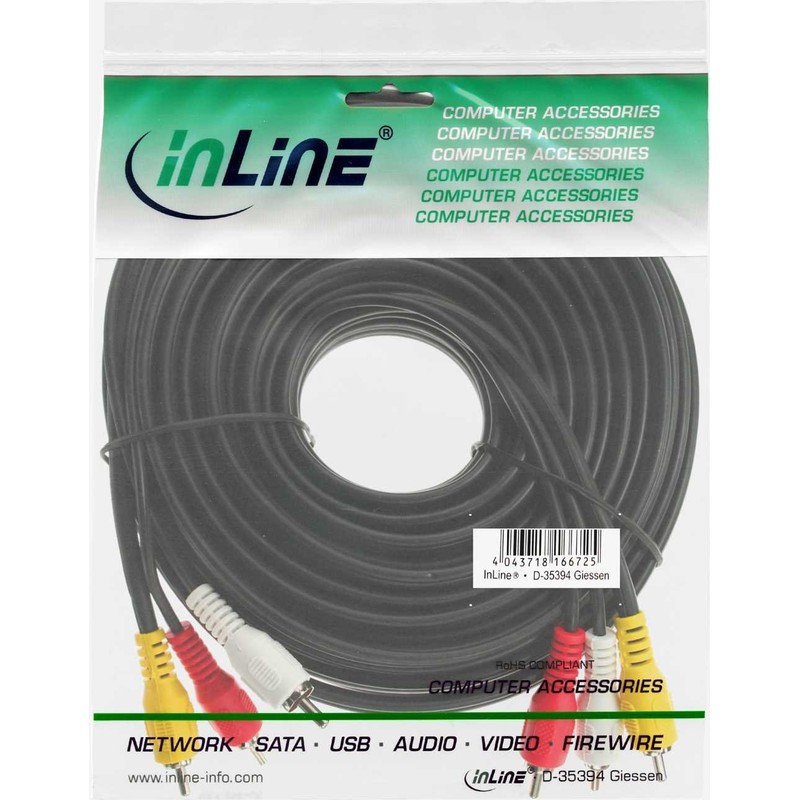 InLine® 1m 3x RCA Male to Male AV Cable