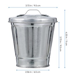 Toddmomy Mini Metal Bin with Lid, Small Metal Trash Can, Desk Bin, Small Metal Bin with Lid for Home Office Table