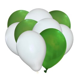 50 Balloons - 27 cm - Green - White - Natural Latex Balloons for Birthdays, Children's Birthdays, Parties, Weddings and Celebrations, Suitable for Air & Helium, EU Manufacture