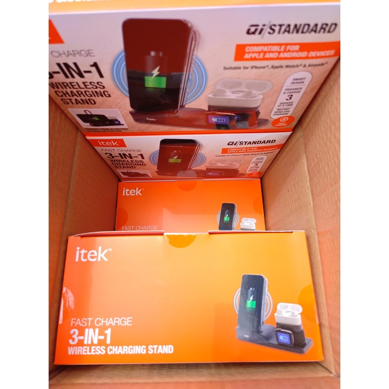 iTek 6PK itek Fast Charge 3-In-1 Qi Wireless Charging Stand