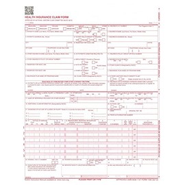 Health Insurance Claim Forms, New CMS-1500, HCFA (04/14 Medicare Approved 02/12 Version), 1-Part, 8.5" x 11" 24-lb Paper - 1 CASE OF 2500 SHEETS/FORMS