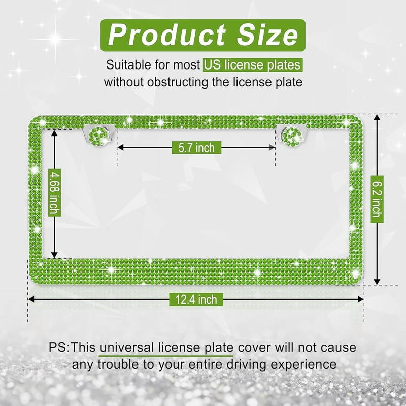 Amiss Bling License Plate Frame for Women, 2Pack Rhinestone Handcrafted