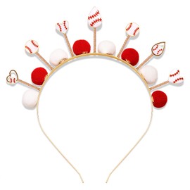 Diadema deportiva para el día del juego, accesorios para el cabello para mujeres, diadema de béisbol de fútbol, diadema con pompón, diadema (pompón de béisbol)