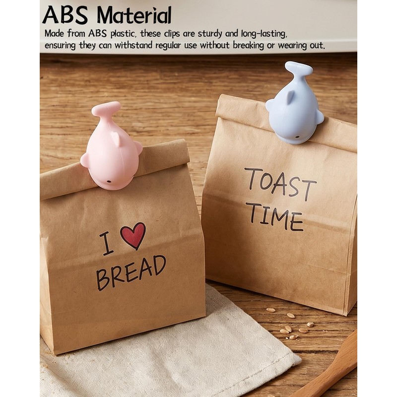 4 Pieces Whale Bag Clips - Magnetic Fridge Clip for