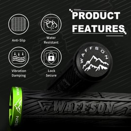 WFS World Map MTB Lock-on Grips - Single Clamp Ergonomic Anti-Slip Mountain Bike Handlebar Grips - Comfort Vibration Dampening for Trail, Enduro, Downhill - Black x Green