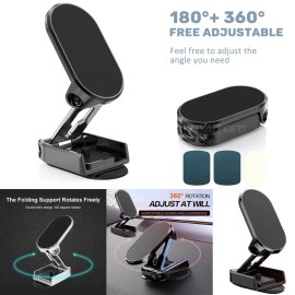 Unbranded 360° Rotatable Folding Magnetic Alloy Holder for All Phone Car Dashboard Mount - Silver