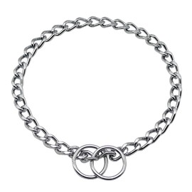 Herm Sprenger Chrome Plated Steel Dog Collar with Short Flat Links Choke Chain Two O-Rings for Small Medium Large Dogs Professional Training Collar Correction Slip Chain Made in Germany (28in (70cm))